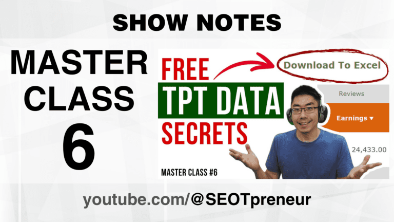 FREE TPT Data Secrets Revealed! Deep Dive into your TPT Seller Data – Master Class 6