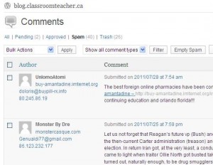 Student Authors can see everyone's comments in WordPress by default, including Comment Spam
