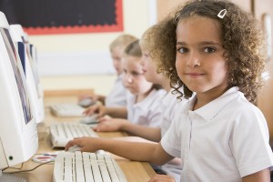 Children using computers in the classroom