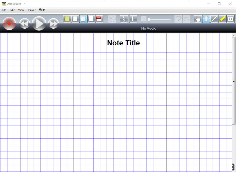 Screenshot of AudioNote Windows program