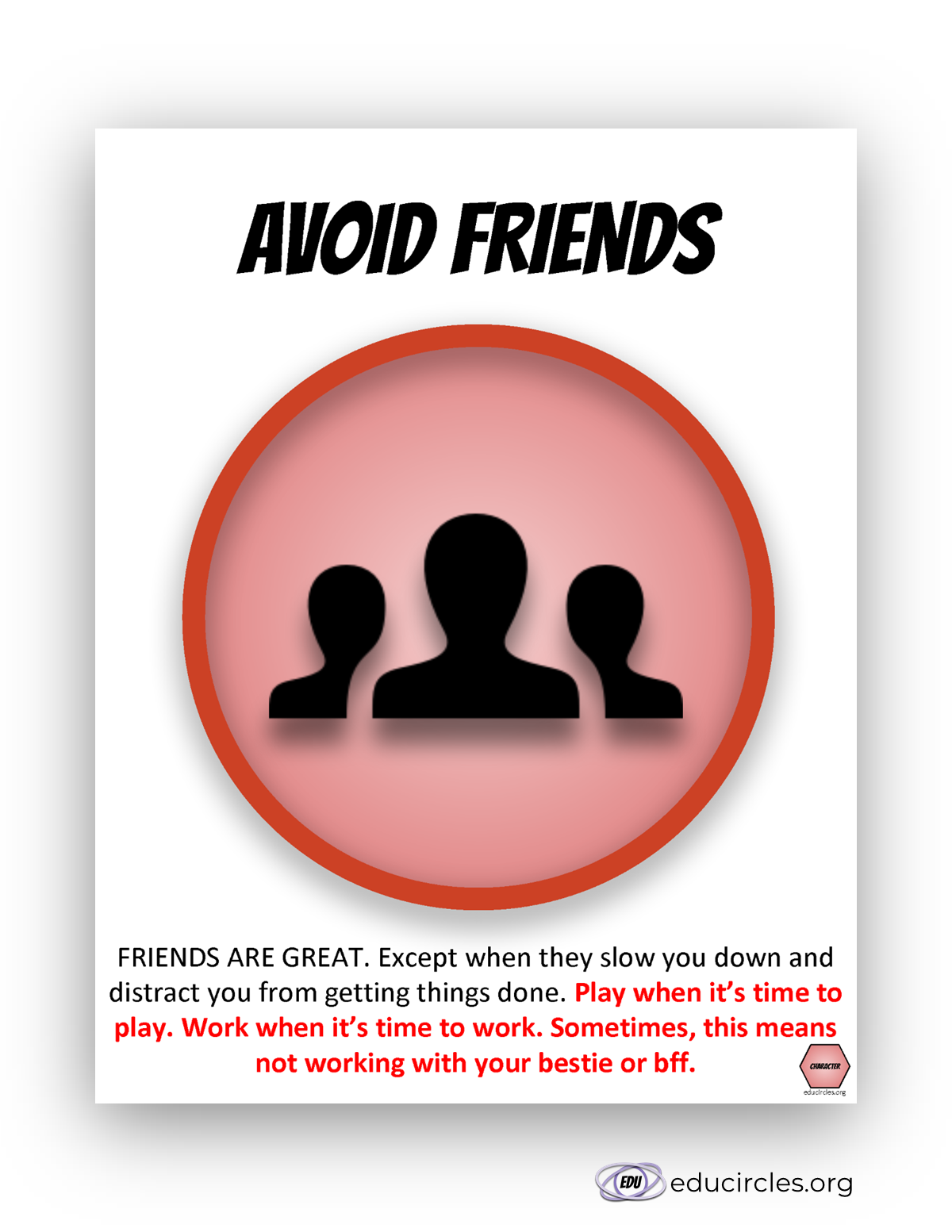 FREE Growth Mindset Poster PDF slide 10 - strategy: avoid friends