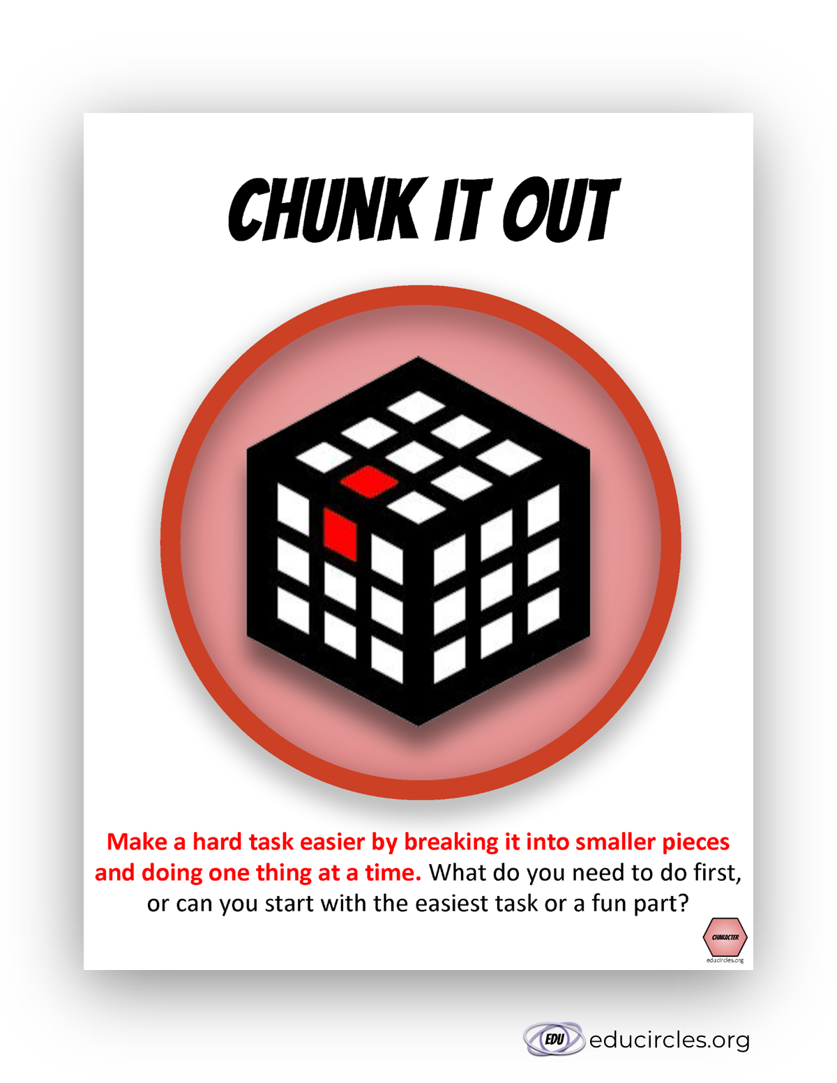 FREE Growth Mindset Poster PDF slide 2 - strategy: chunk it out
