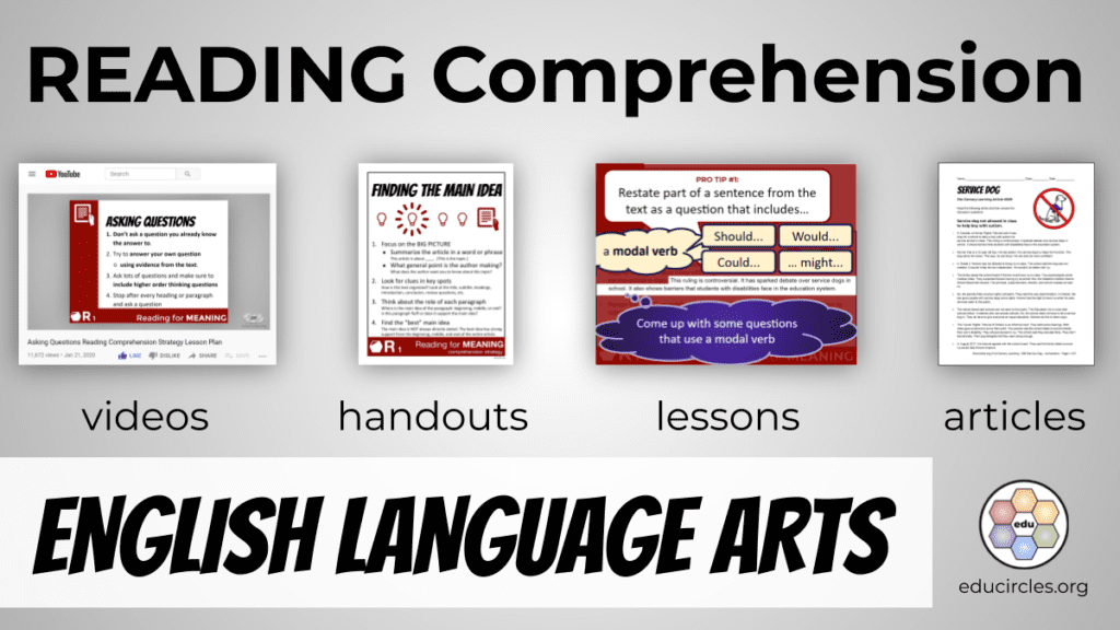 Reading Comprehension videos, handouts, lessons, articles - English Language Arts - Educircles